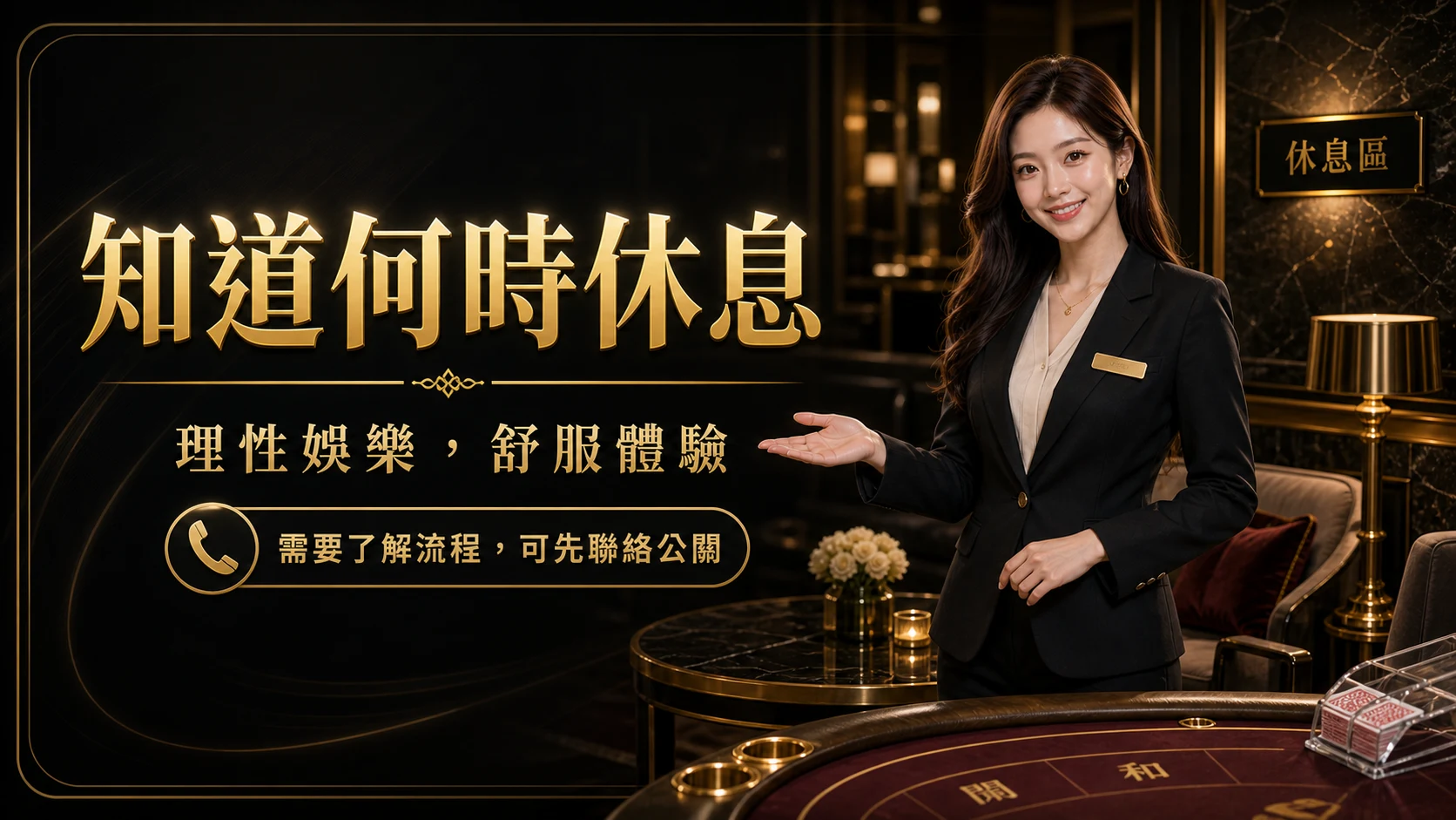 現場百家樂休息區與理性娛樂提醒，需要了解流程可先聯絡公關