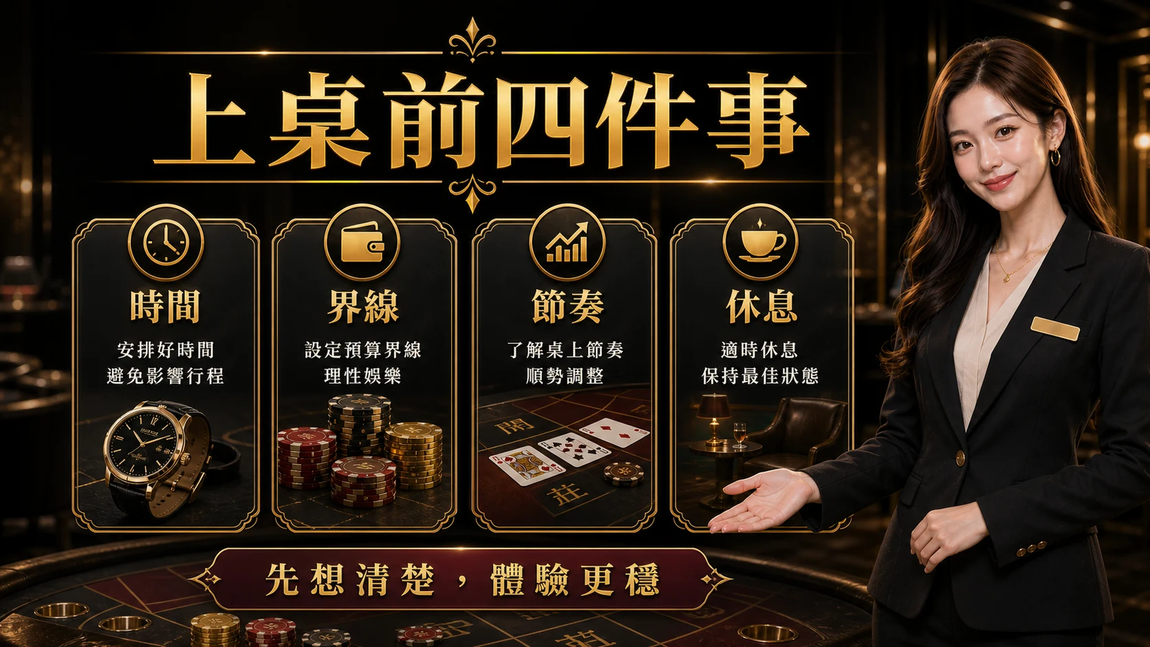 現場百家樂上桌前四件事，包含時間界線節奏與休息