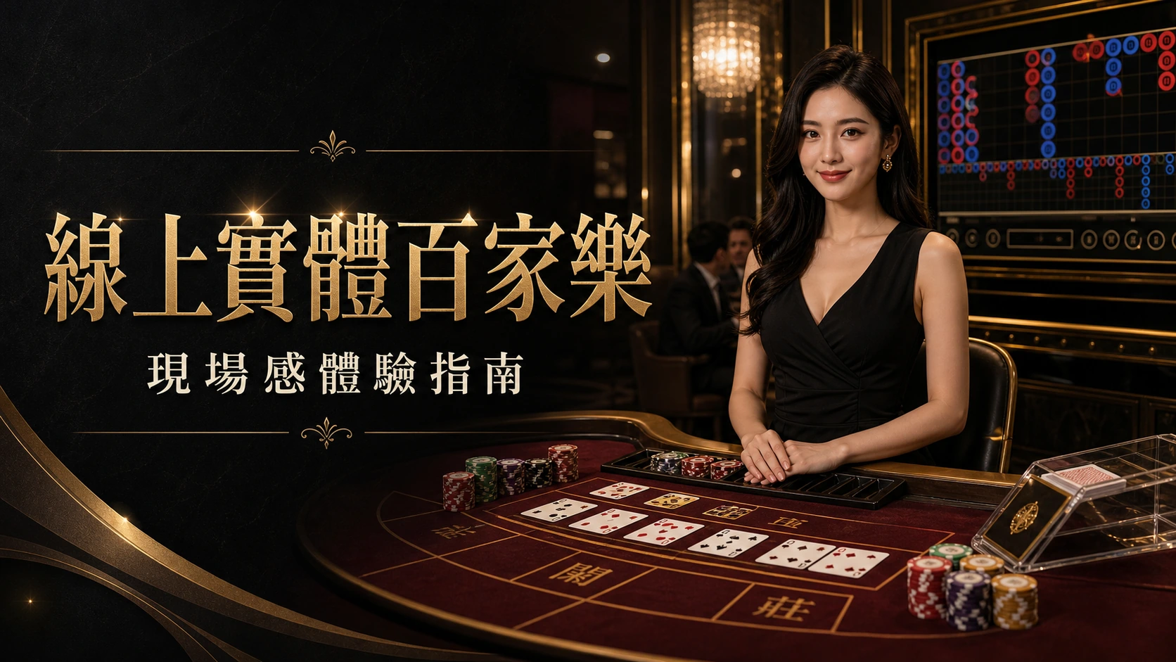 線上實體百家樂黑金牌桌與真人荷官現場氛圍