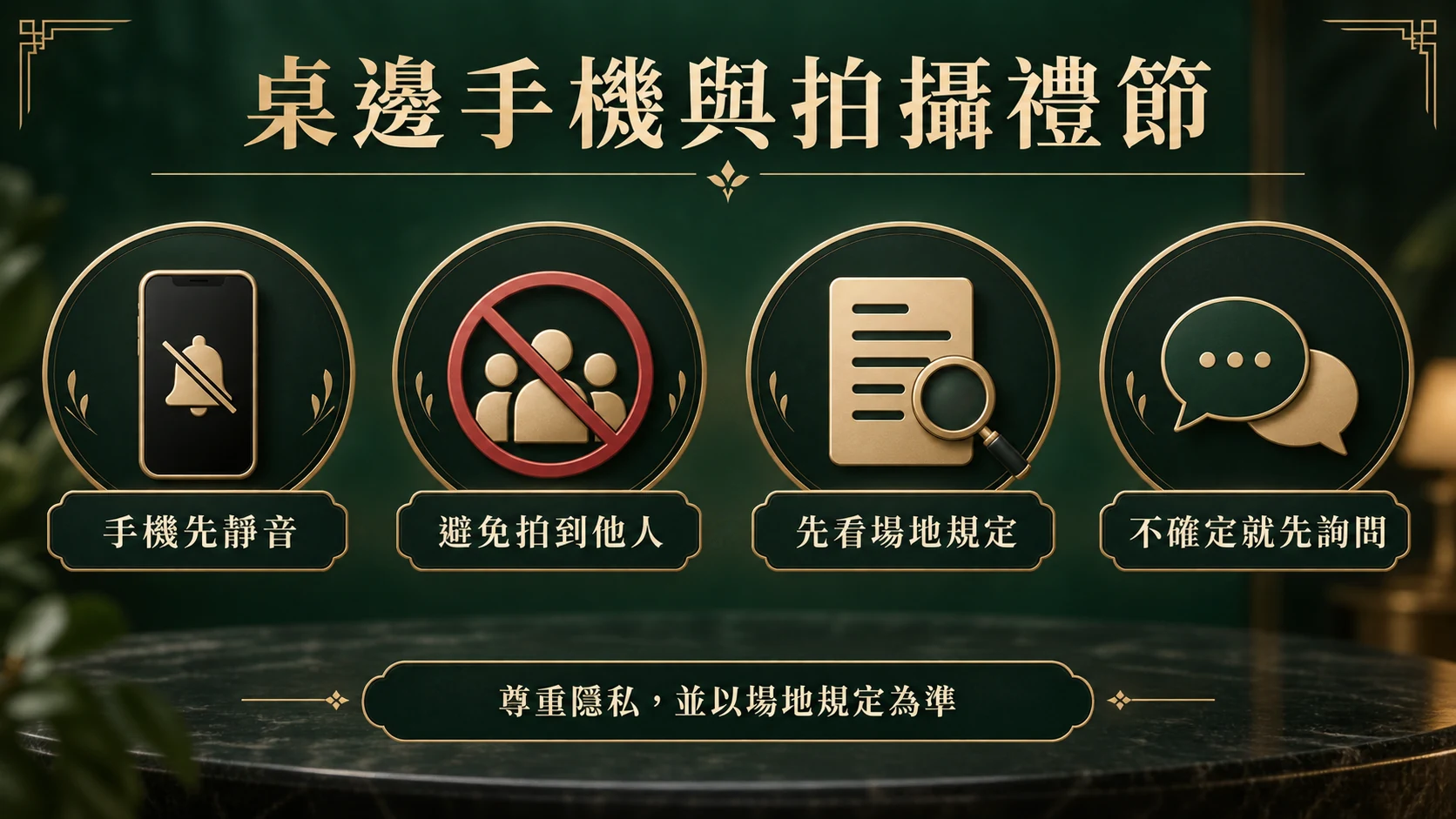 百家樂現場使用手機與拍攝時的基本隱私禮節。